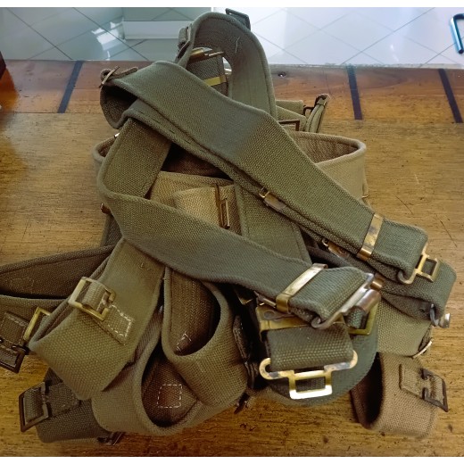CINTURONE CANAPA ESERCITO ITALIANO CON FIBBIE IN OTTONE (ANNI 60-70)