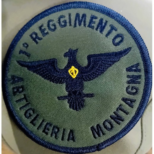 SCUDETTO RICAMATO OMERALE  1° REGGIMENTO ARTIGLIERIA DA MONTAGNA - FOSSANO - 